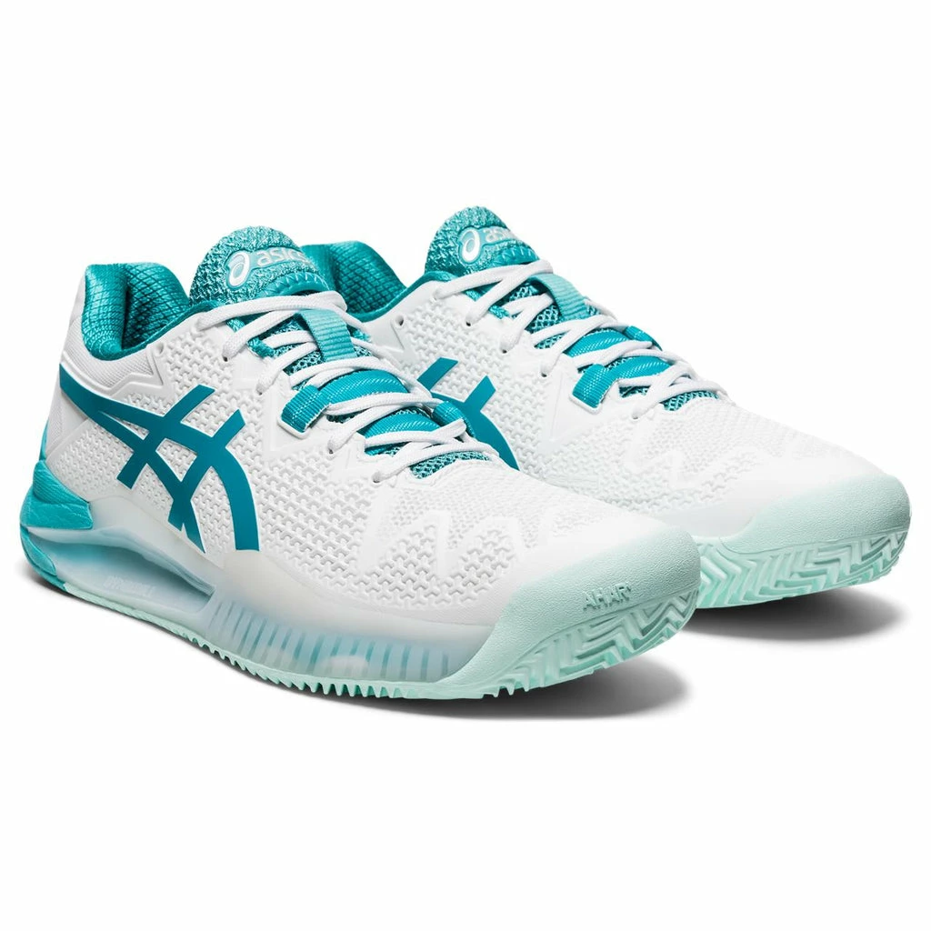 Asics Gel Resolution 8 Women's Clay Court Tennis Shoe (White/Light Blue) 4 Asics Gel Resolution 8 Women's Clay Court Tennis Shoe (White/Light Blue) - Image 2