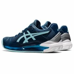 Asics Gel Resolution 8 Women's Clay Court Tennis Shoe (Light Indigo/Blue) 13 Asics Gel Resolution 8 Women's Clay Court Tennis Shoe (Light Indigo/Blue) -Gamma Shop 1042A070 406 SB FL GLB 1024x1024