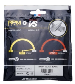 Babolat Spin & Feel (RPM Blast 17 / Babolat Touch VS 16) Hybrid Tennis String -Gamma Shop 281037 RPMBLAST VSTOUCH 105 Black VERSO 1024x1024