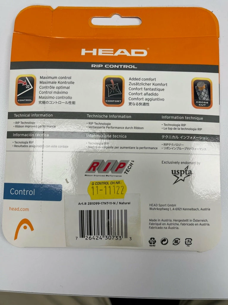 Head RIP Control 17 Tennis String (Natural) 4 Head RIP Control 17 Tennis String (Natural) - Image 2
