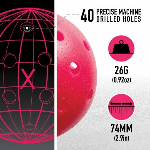 Franklin X-40 Outdoor Pickleball Ball (Pink) 4 Franklin X-40 Outdoor Pickleball Ball (Pink) - Image 2