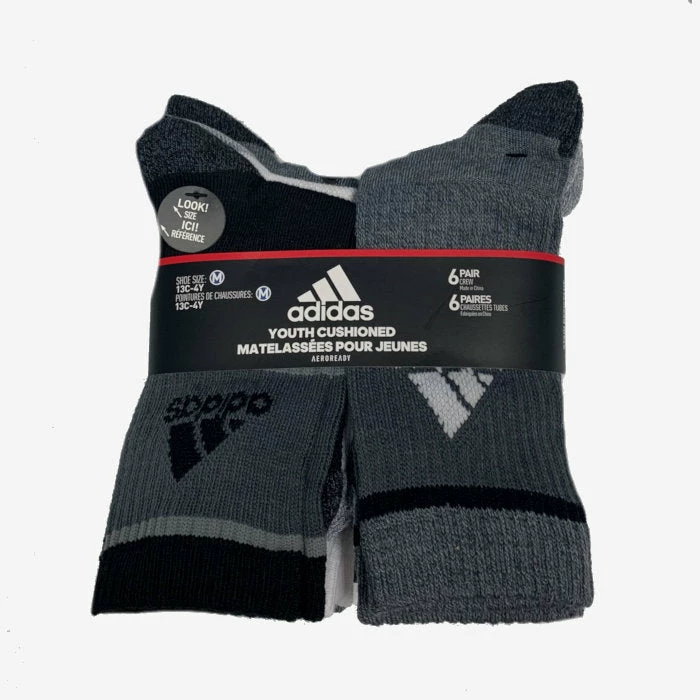 Adidas Youth Badge Of Sport Crew Socks (Black/Grey/White) 3 Adidas Youth Badge Of Sport Crew Socks (Black/Grey/White)
