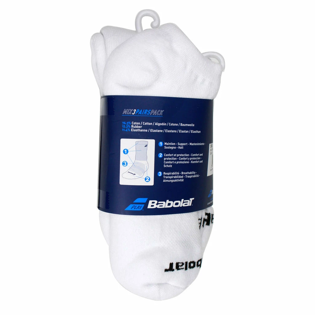 Babolat Mix 3 Pairs Socks (White) 5 Babolat Mix 3 Pairs Socks (White) - Image 3