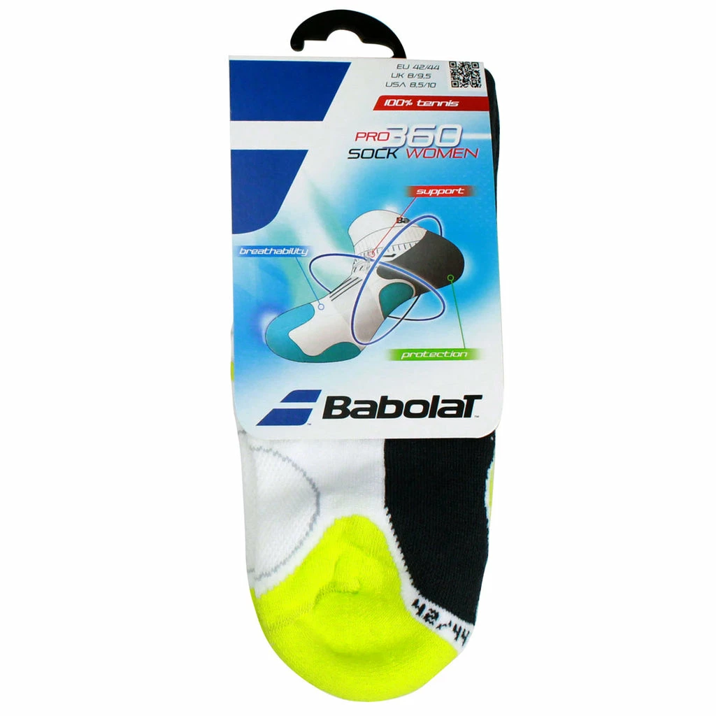 Babolat Women's Pro 360 Socks (White/Yellow) 3 Babolat Women's Pro 360 Socks (White/Yellow)
