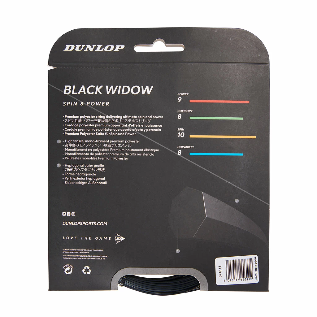 Dunlop Black Widow 16 G Tennis String (Black) 4 Dunlop Black Widow 16 G Tennis String (Black) - Image 2