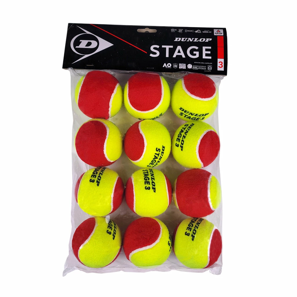 Dunlop Stage 3 Red Felt Junior Tennis Balls - 12 Pack 3 Dunlop Stage 3 Red Felt Junior Tennis Balls - 12 Pack