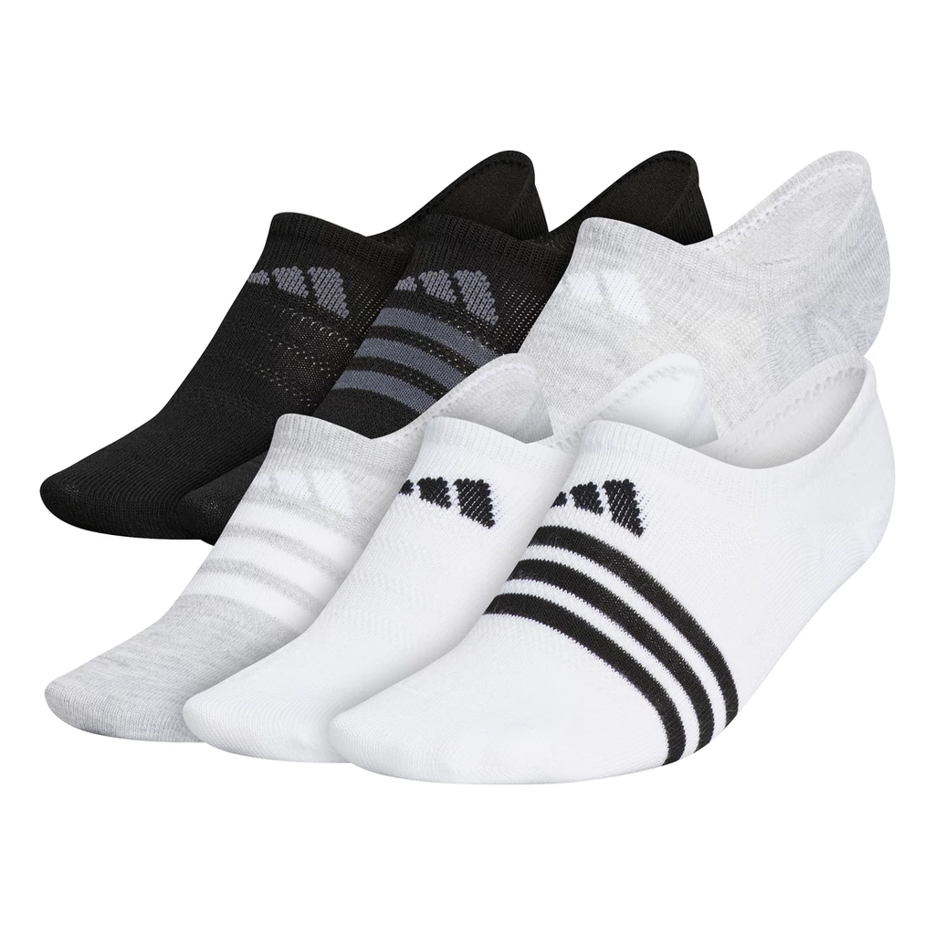 Adidas Women's Superlite 3 Stripe No-Show Socks (Black/Grey/White) 3 Adidas Women's Superlite 3 Stripe No-Show Socks (Black/Grey/White)