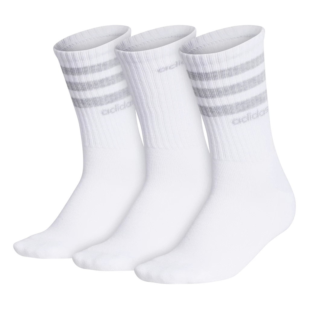 Adidas Women's 3 Stripe Quarter Crew Socks (White) 3 Adidas Women's 3 Stripe Quarter Crew Socks (White)