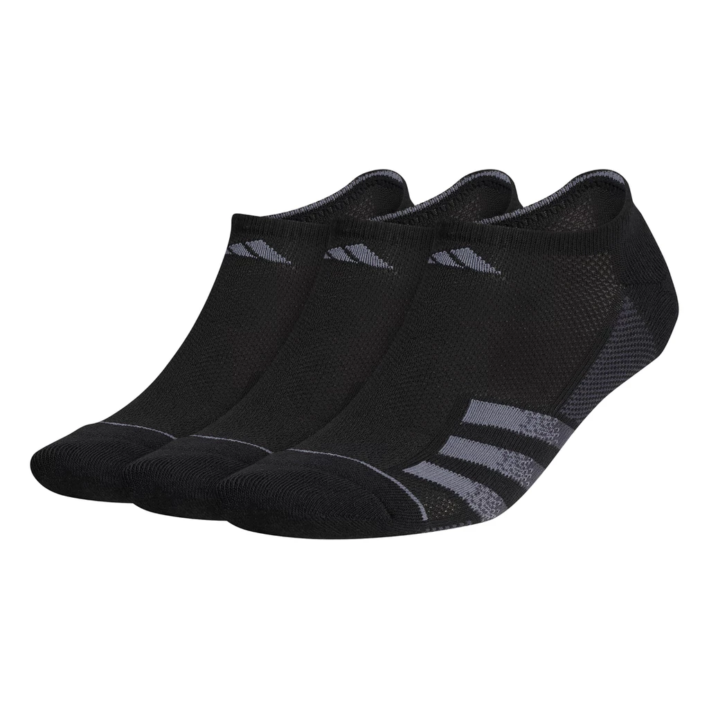 Adidas Men's Superlite 3 Stripe No-Show Socks (Black) 3 Adidas Men's Superlite 3 Stripe No-Show Socks (Black)