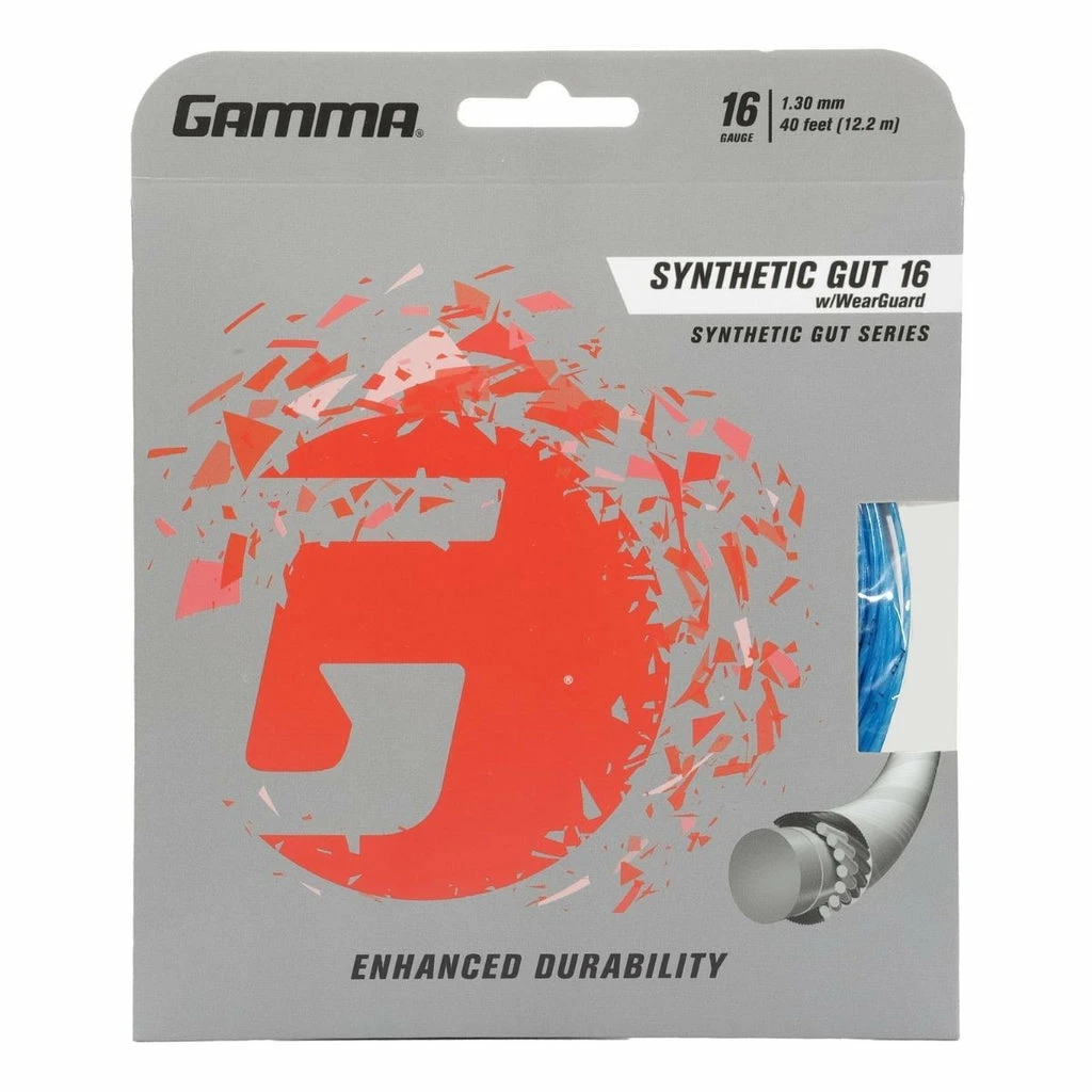 Gamma Synthetic 16 With Wearguard Tennis String (Blue) 3 Gamma Synthetic 16 With Wearguard Tennis String (Blue)