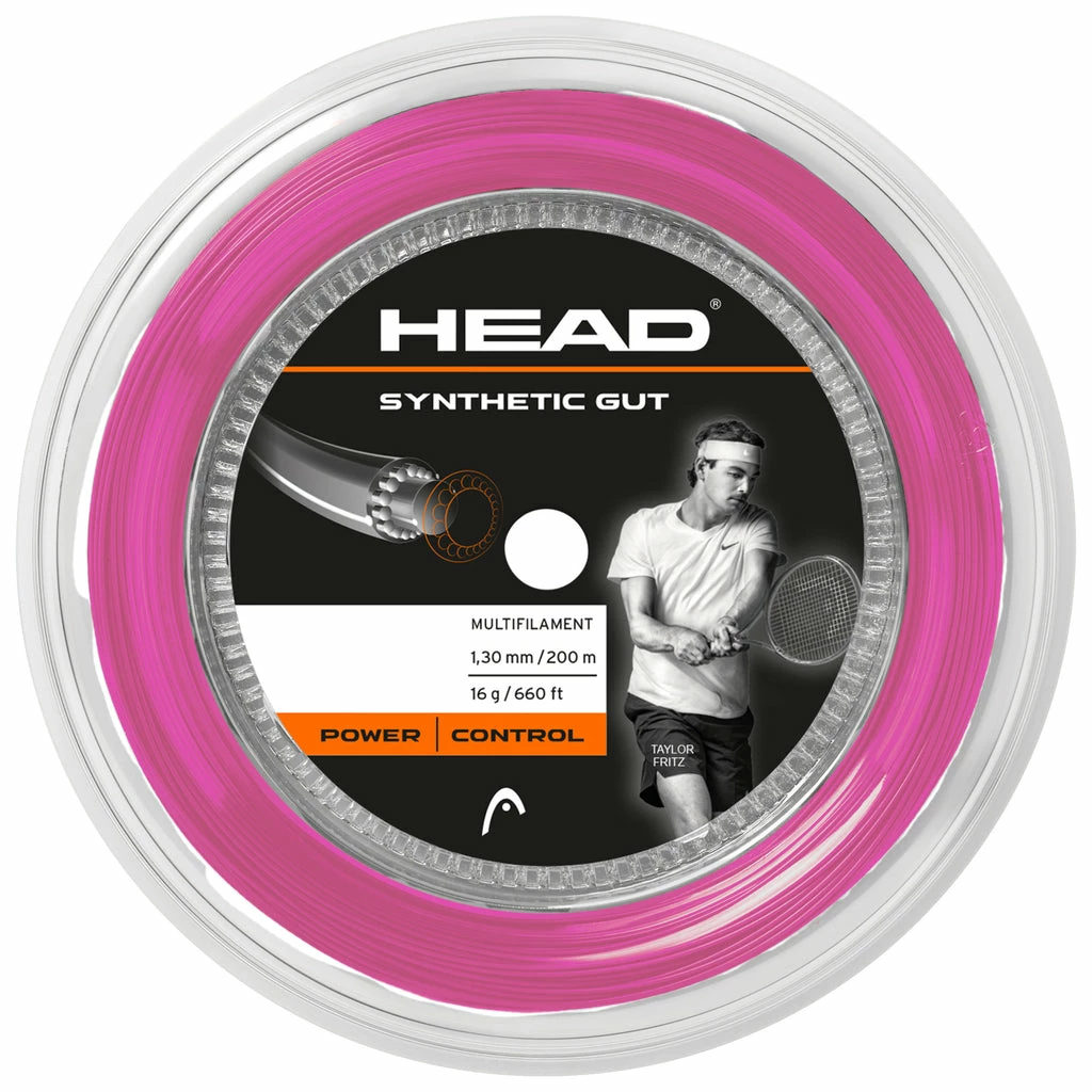 Head Synthetic Gut 16 Tennis String Reel (Pink) 3 Head Synthetic Gut 16 Tennis String Reel (Pink)