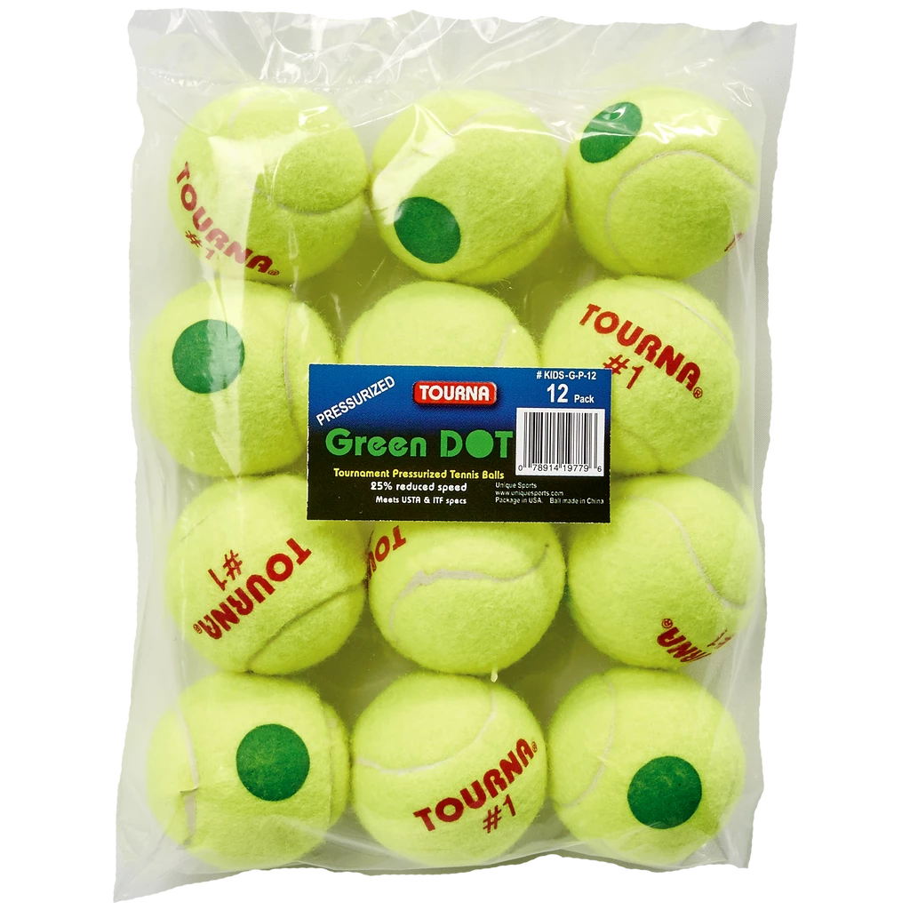 Tourna Green Stage 1 Junior Tennis Balls - 12/Bag 3 Tourna Green Stage 1 Junior Tennis Balls - 12/Bag