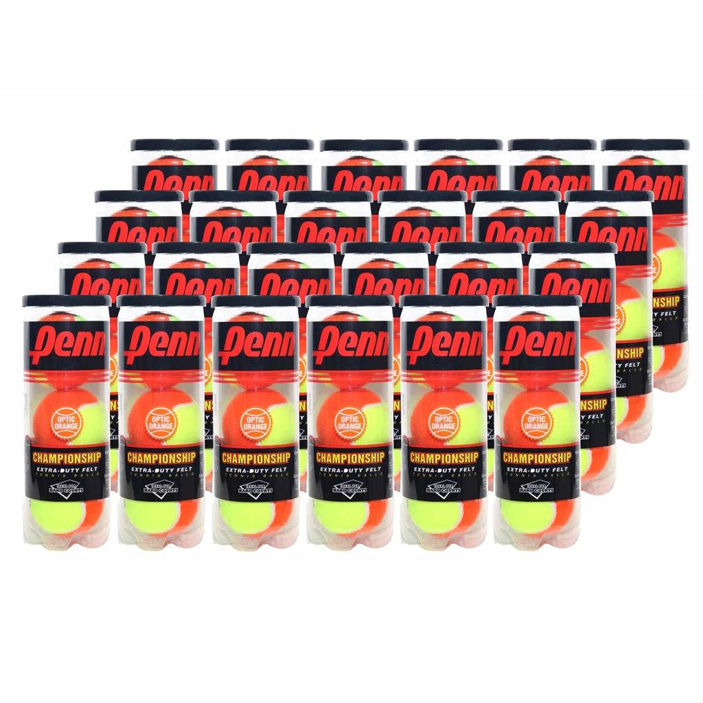 Penn Championship Extra Duty Two Tone Tennis Balls - 24 Can Case (Orange/Yellow) 3 Penn Championship Extra Duty Two Tone Tennis Balls - 24 Can Case (Orange/Yellow)