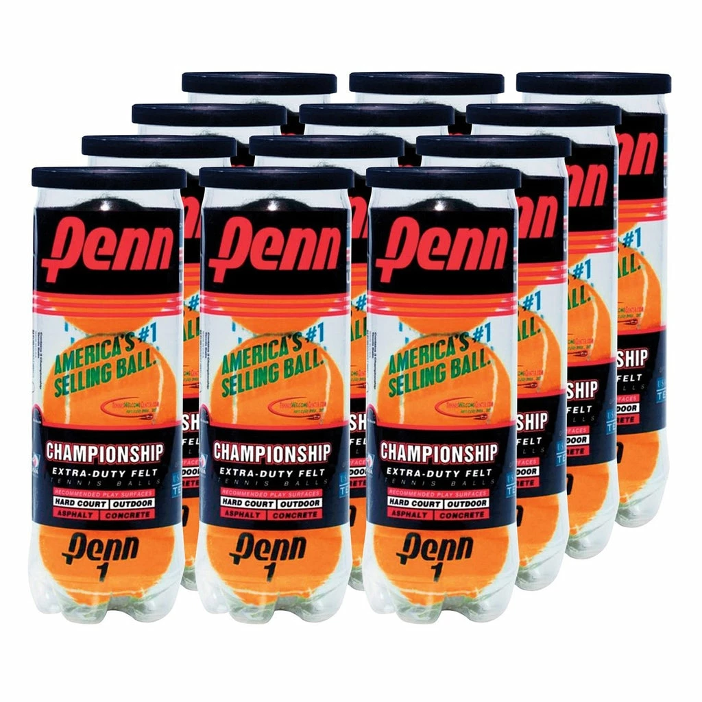 Penn Championship Orange Tennis Balls - 12 Can Case 3 Penn Championship Orange Tennis Balls - 12 Can Case