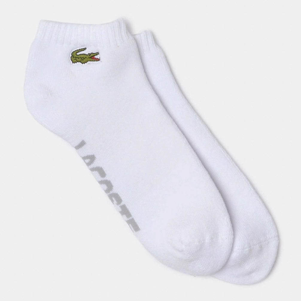 Lacoste Unisex Stretch Cotton Low-Cut Socks (White/Silver) 3 Lacoste Unisex Stretch Cotton Low-Cut Socks (White/Silver)