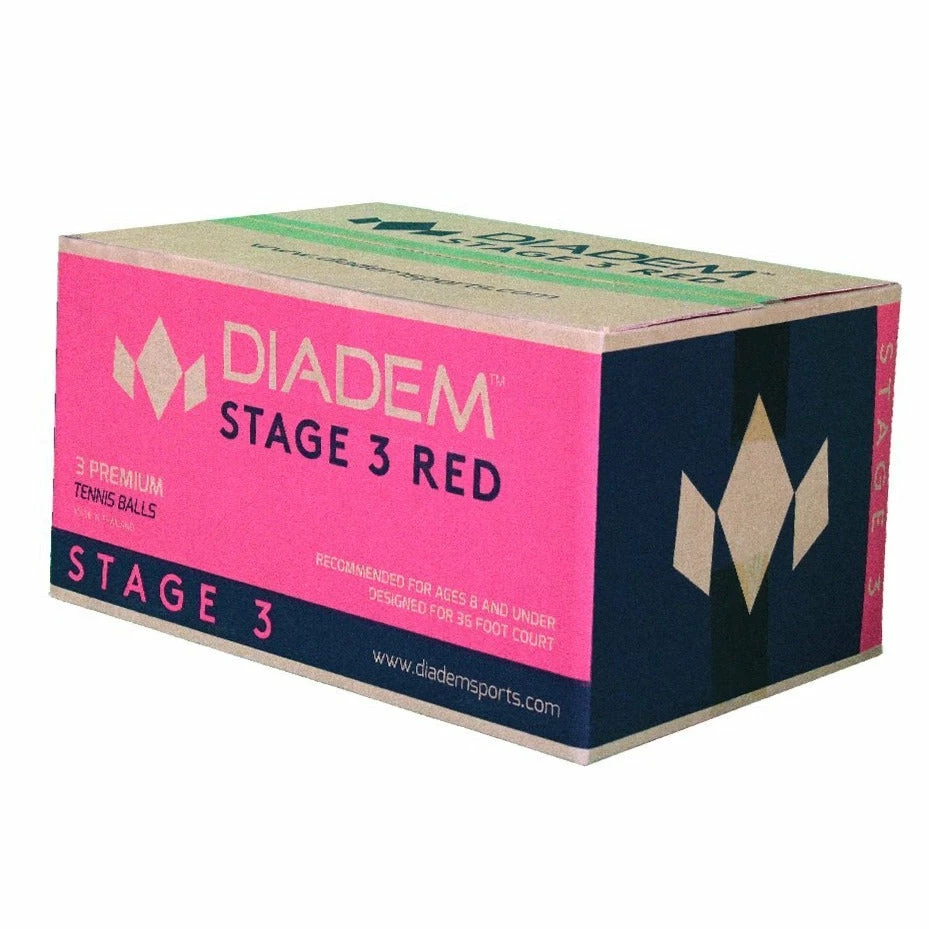 Diadem Premier Stage 3 Red Felt Junior Tennis Balls - 24 Case 3 Diadem Premier Stage 3 Red Felt Junior Tennis Balls - 24 Case