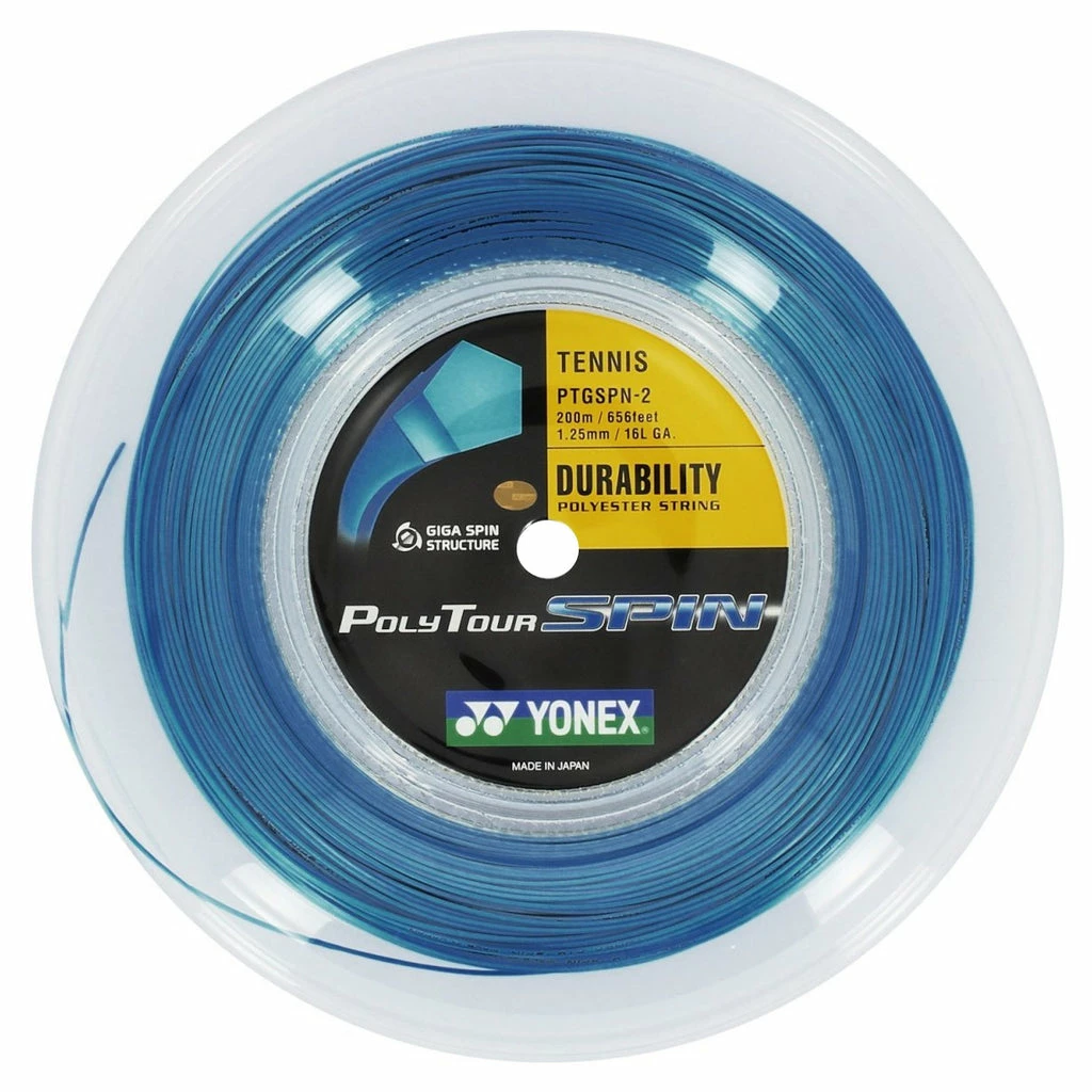 Yonex Poly Tour Spin 16L Tennis String Reel (Blue) 3 Yonex Poly Tour Spin 16L Tennis String Reel (Blue)