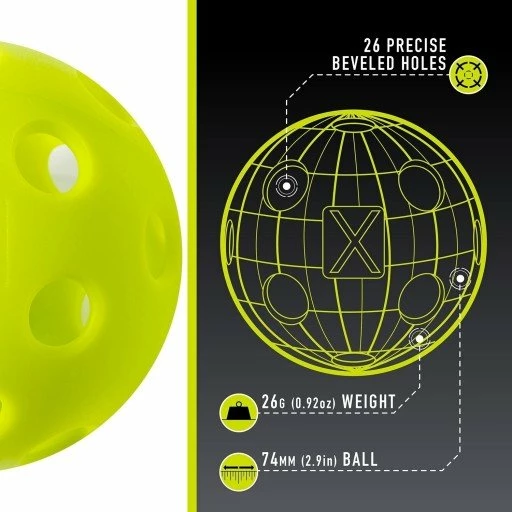 Franklin X-26 Indoor Pickleball Ball (Optic Yellow) 4 Franklin X-26 Indoor Pickleball Ball (Optic Yellow) - Image 2