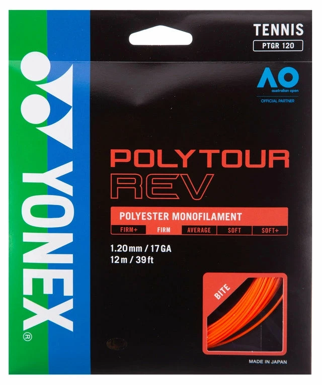 Yonex Poly Tour Rev 17 Tennis String (Bright Orange) 3 Yonex Poly Tour Rev 17 Tennis String (Bright Orange)